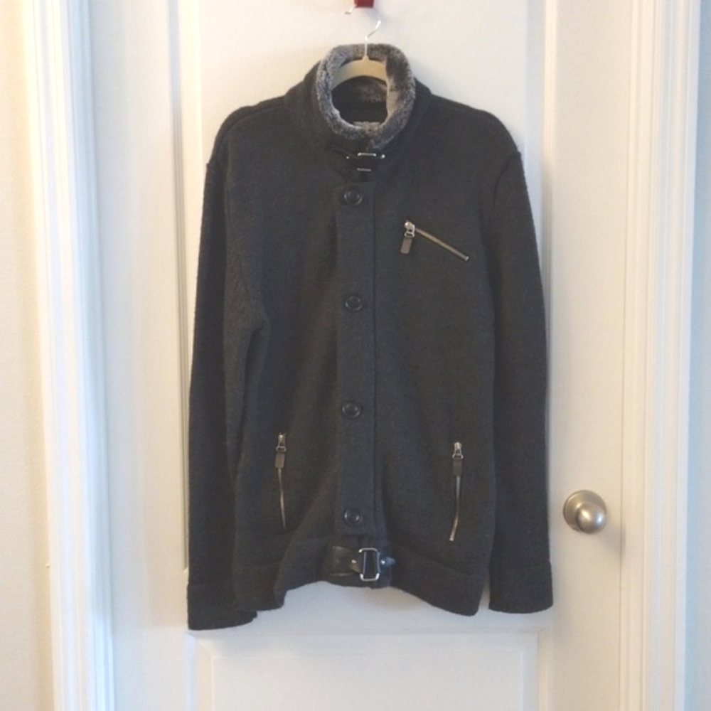 Leif Nelson Men’s Knitted Cardigan Slim Fit Hoodie.  Size L - Picture 4 of 16